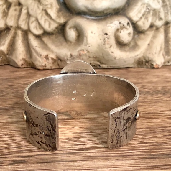 Sterling Silver, 14k gold, Boulder Opal Cuff - Picture 4 of 8